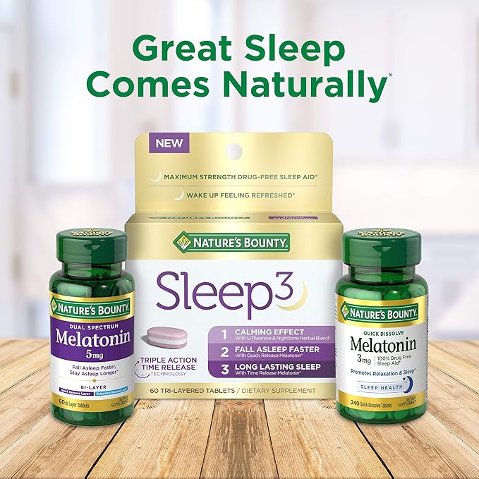 Nature's Bounty Melatonin 100% Drug Free 5 mg, 90 Count, 3