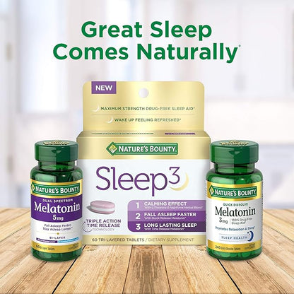Nature's Bounty Melatonin 100% Drug Free 5 mg, 90 Count, 3