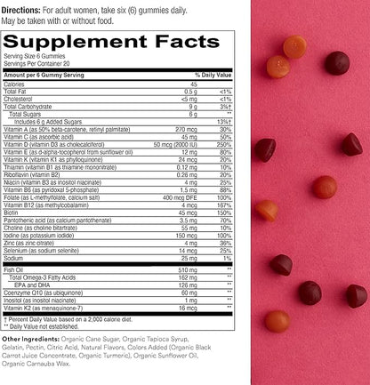 SmartyPants Women's Multivitamin and Probiotic Immunity 3 Fish CoQ10, Vitamin D3, C, (30 Day