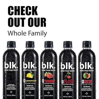 blk. Natural Alkaline Mineral Water Electrolyte Infused with Fulvic and Amino Acids, Zero Sugar Drink, Lemonade Flavored, 16.9 Ounce (500 mL), Pack of 12