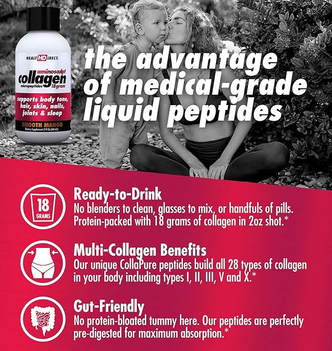 HEALTH DIRECT – Medical-Grade Liquid Collagen 12 Servings, (12pk, 2oz 2oz Shots)