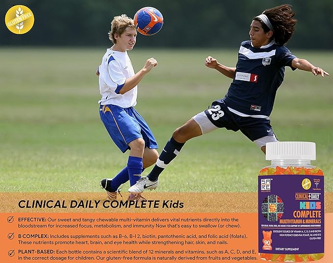 Complete Kids Multivitamin Daily Gummy Supplement E,D,B6,B12, Folate, 90 Gluten