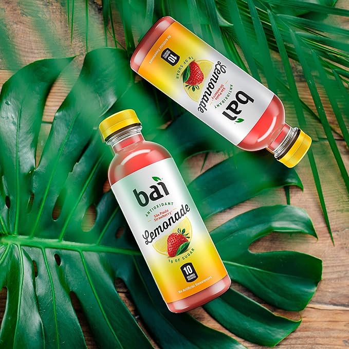 Bai Flavored Water, São Paulo Strawberry Lemonade, Antioxidant Infused Drinks, 18 Fluid Ounce Bottles, 6 Count