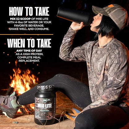 REDCON1 x Mossy Oak MRE Lite Whole Food Protein Powder, Chocolate Moose - Low Carb & Whey Free Meal Replacement with Animal Protein Blends - Easy to Digest Supplement Made with MCT Oils (30 Servings)