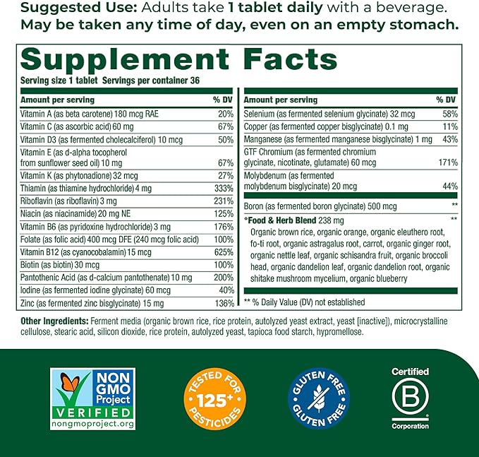 MegaFood Men's One Daily Multivitamin for Men B12, Vitamin B6, Vitamin 36 Tabs