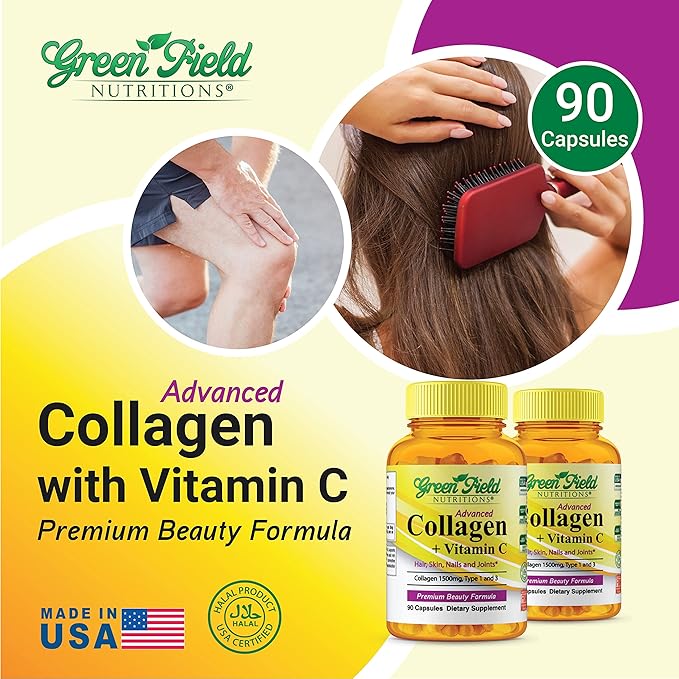 Greenfield Nutritions - Halal Collagen Peptides 1500 mg 300 mg 90 Capsules