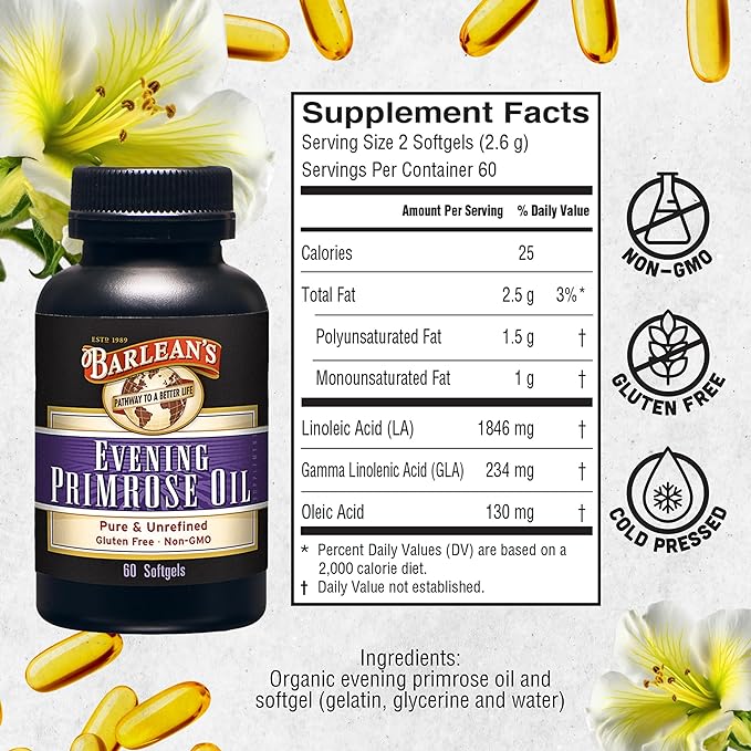 Barlean's Evening Primrose Oil Softgels 60-Softgels