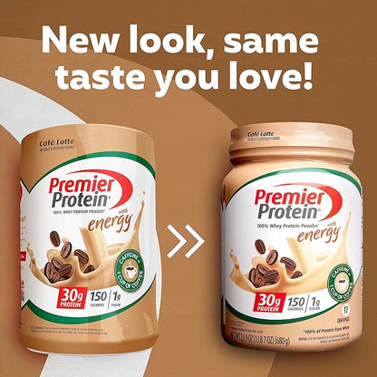 Premier Protein Powder, Cafe Latte, 30g 1g Sugar, 100% Whey 17 Servings, 23.9 Ounce 1)