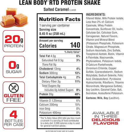Lean Body Ready-to-Drink Salted Caramel Protein 20g Protein, 0 Sugar, 22 Vitamins 4)