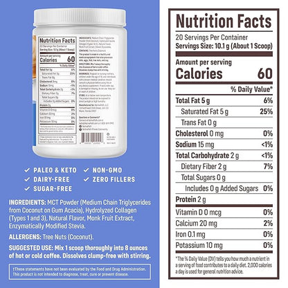 NativePath Keto Coffee Creamer Powder French Vanilla — Keto-Friendly, Non-Dairy & Low Sugar Creamer. Made with Grass-fed Collagen Protein Powder, MCT Oil & Monk Fruit. Soy & Gluten Free (7.1 OZ)