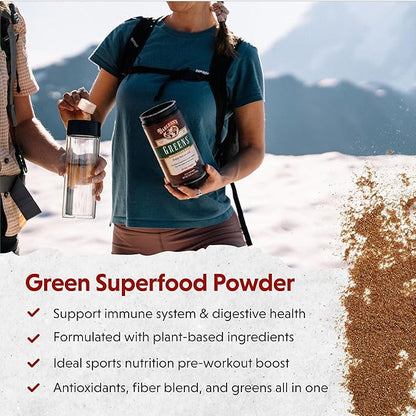 Barlean's Chocolate Greens Powder, Daily Fruits and Veggies Superfood Supplement, Green Antioxidant Blend and Fiber Super Power Smoothie Mix, 9.52 oz