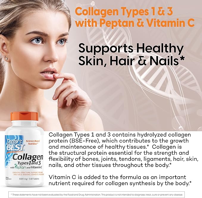 Doctor's Best Collagen Types 1 & 3 with 1000 Mg, 540 Tablets