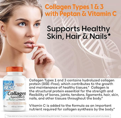 Doctor's Best Collagen Types 1 & 3 with 1000 Mg, 540 Tablets