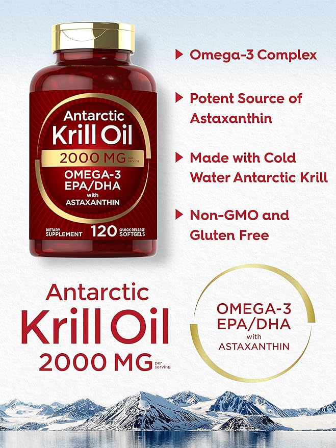 Carlyle Antarctic Krill Oil 2000 mg 120 Softgels Omega-3 EPA,