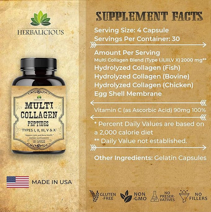 Multi Collagen Peptides Capsules 120 Capsules