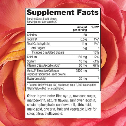 Reserveage Beauty, Collagen Replenish Chews, Supplement 60 Soft (20 Servings)