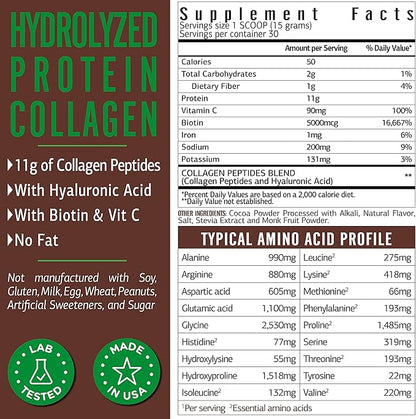 Chocolate Collagen Powder. Collagen with Hyaluronic 1 and 3.