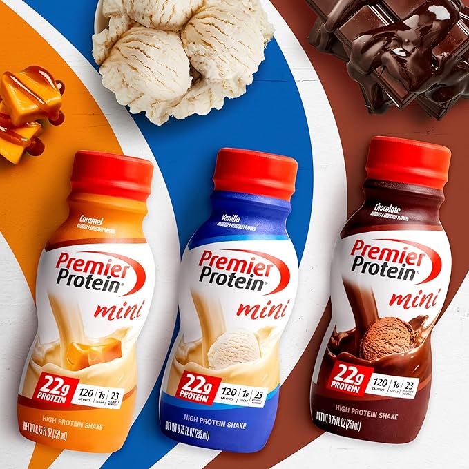 Premier Protein Shake MINIs, Vanilla, 22g 120 Calories, 1g Sugar, 8.75fl oz, 12