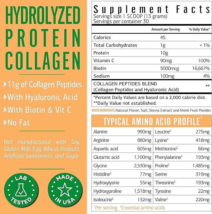 Vanilla Collagen Powder. Collagen with Hyaluronic 1 and 3