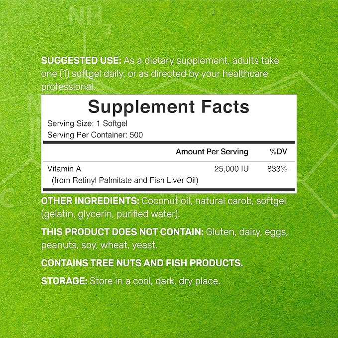 DEAL SUPPLEMENT High Potency Vitamin A 25000 IU, 500 Coconut