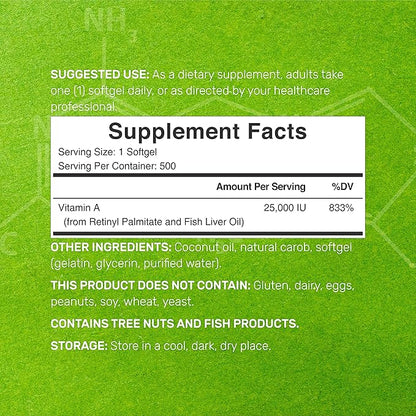 DEAL SUPPLEMENT High Potency Vitamin A 25000 IU, 500 Coconut