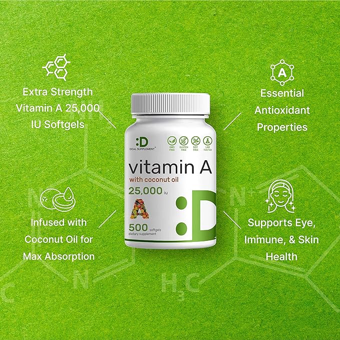 DEAL SUPPLEMENT High Potency Vitamin A 25000 IU, 500 Coconut