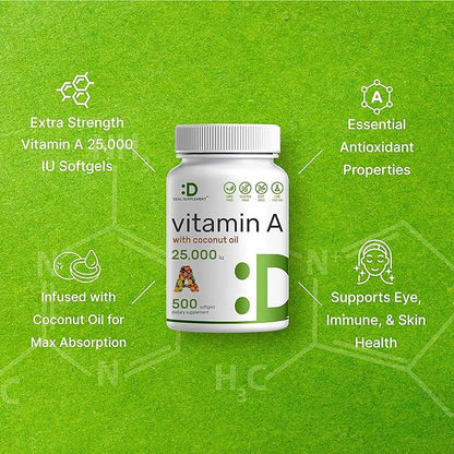 DEAL SUPPLEMENT High Potency Vitamin A 25000 IU, 500 Coconut